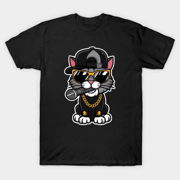 Hip Hop Cat Breaks the Rooftop T-Shirt by Creativoo